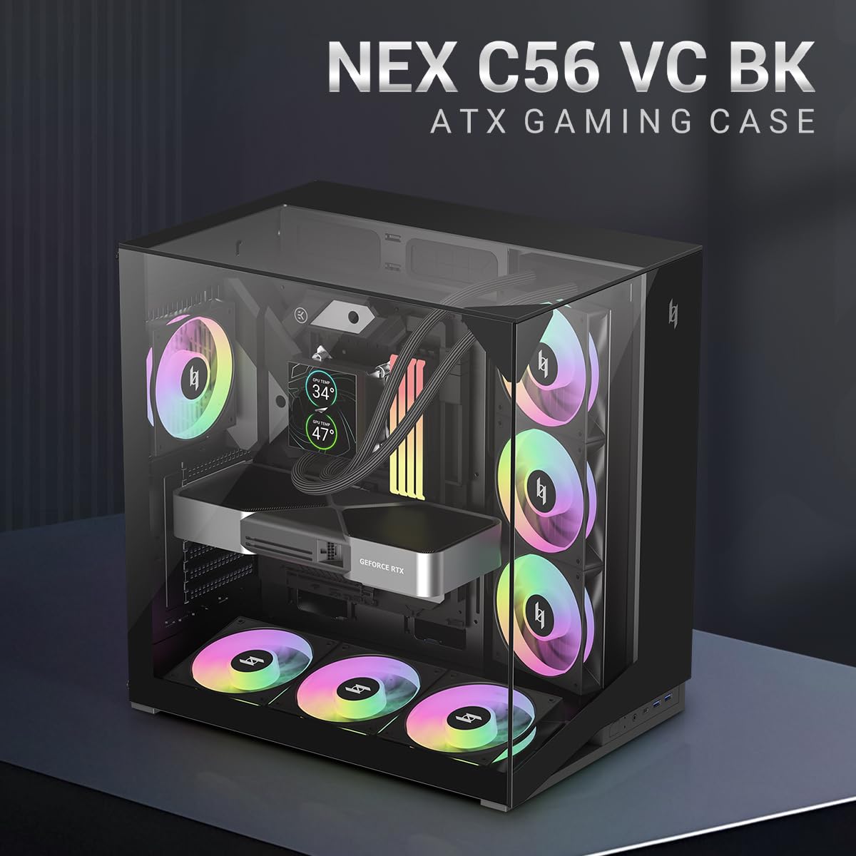 Gamemax NEX C56 VC ATX Gehäuse schwarz Panorama ARGB