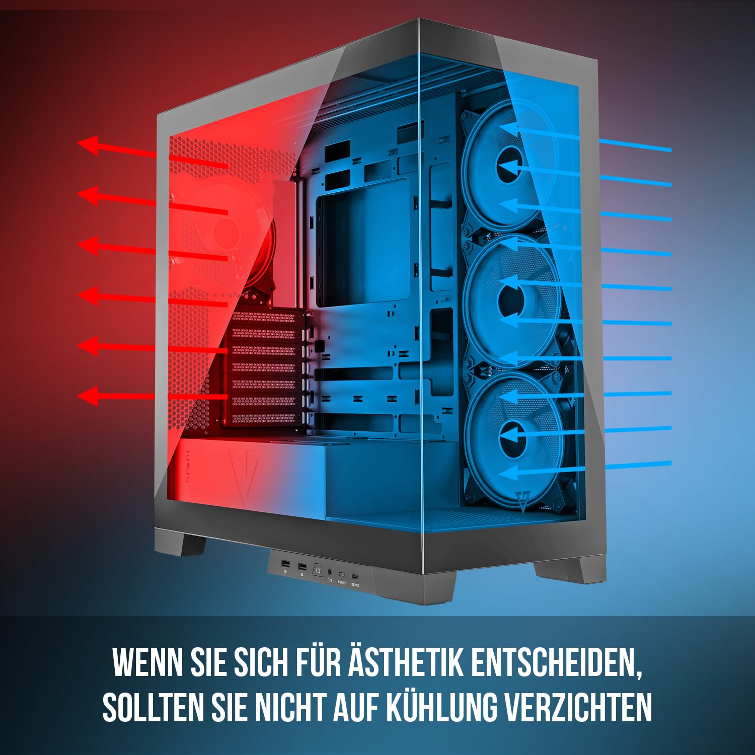 Modecom Volcano Expanse S Midi Tower PC-Gehäuse Schwarz