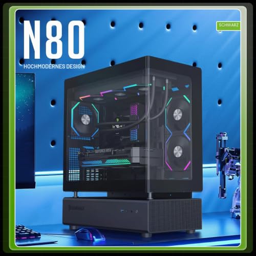 GAMEMAX N80 BK Midi Tower PC-Gehäuse schwarz Panoramaglas