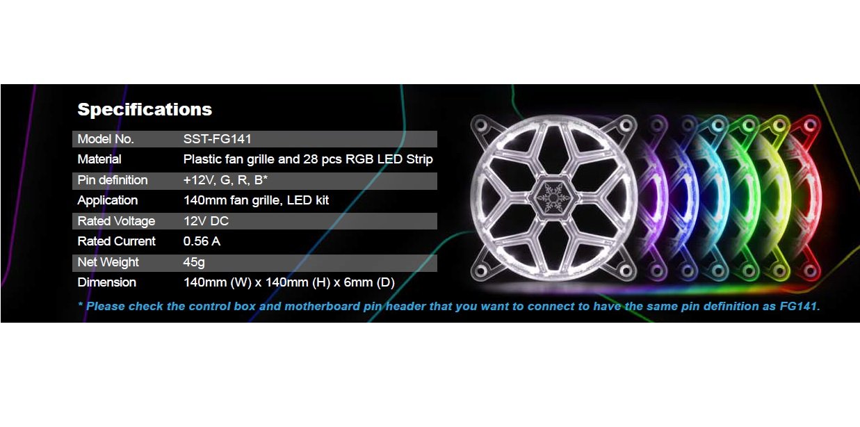 SilverStone FG141 Lüftergitter 140mm RGB LED Air Nexus