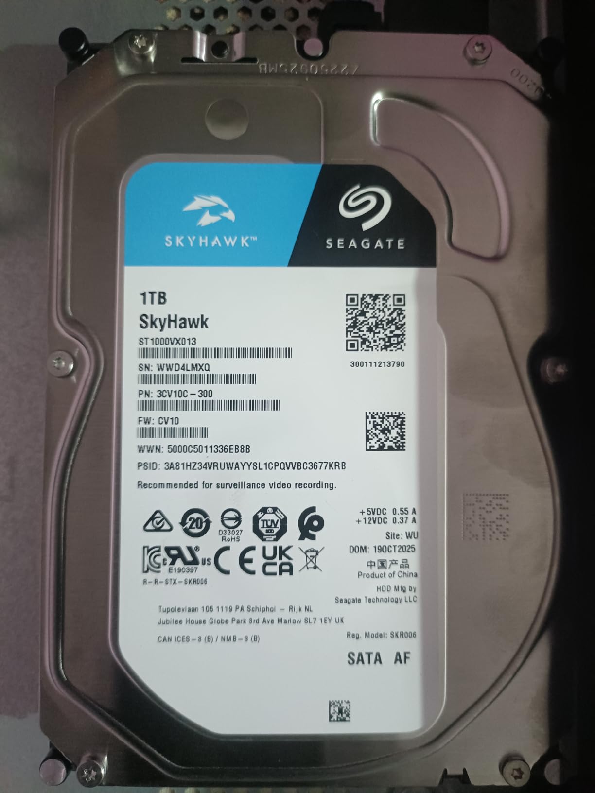 Seagate SkyHawk ST1000VX013 Festplatte 1TB Überwachung