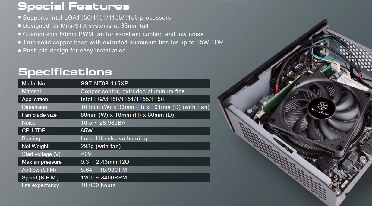 SilverStone Nitrogon NT08-115XP CPU-Kühler 80mm Intel