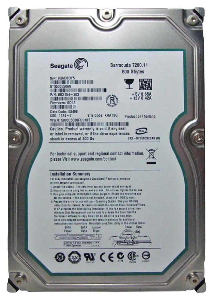 Seagate BarraCuda ST3500320AS 500GB HDD 3,5 Zoll 7200rpm