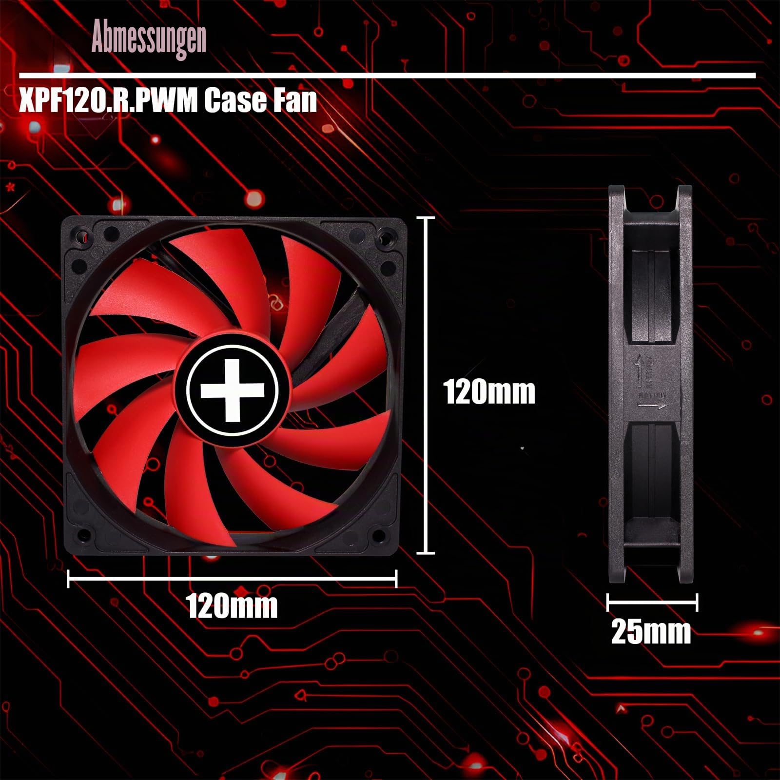 Xilence XPF120.R PWM Gehäuselüfter 120mm Rot leise