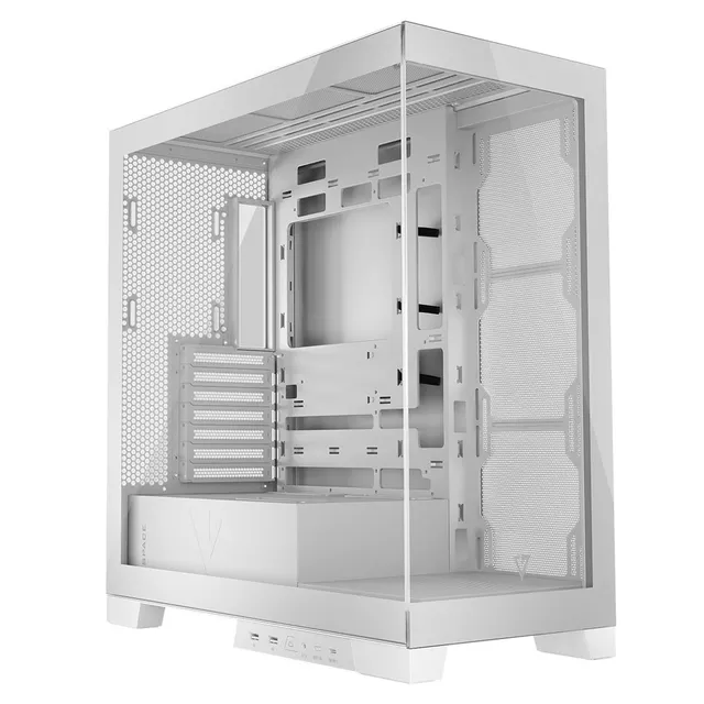 Modecom Volcano Space Midi Tower PC-Gehäuse Weiß Panorama Glas