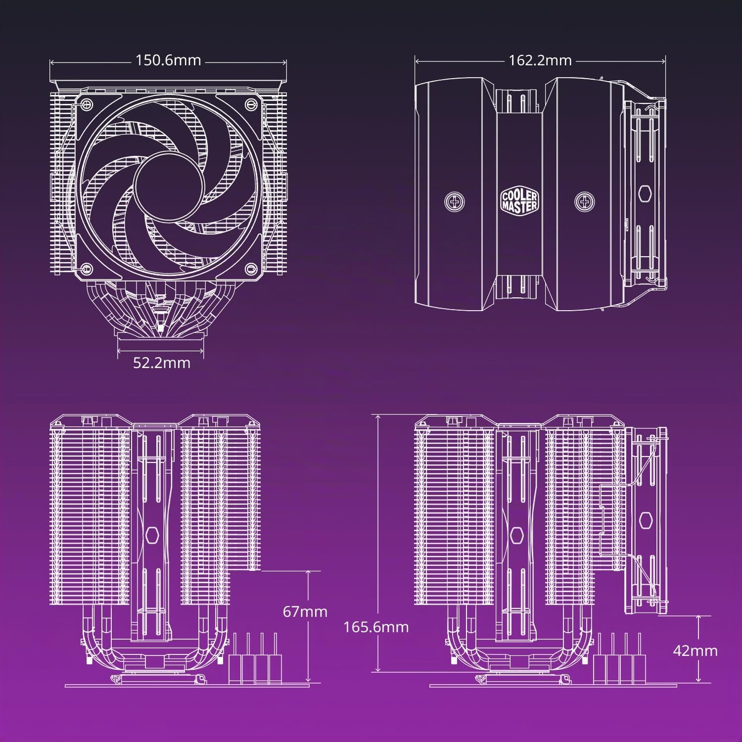 Cooler Master MasterAir MA824 Stealth CPU-Kühler Dual-Tower