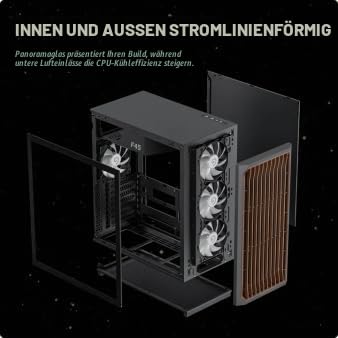 GAMEMAX F45 Midi Tower Gehäuse ARGB Holz Schwarz