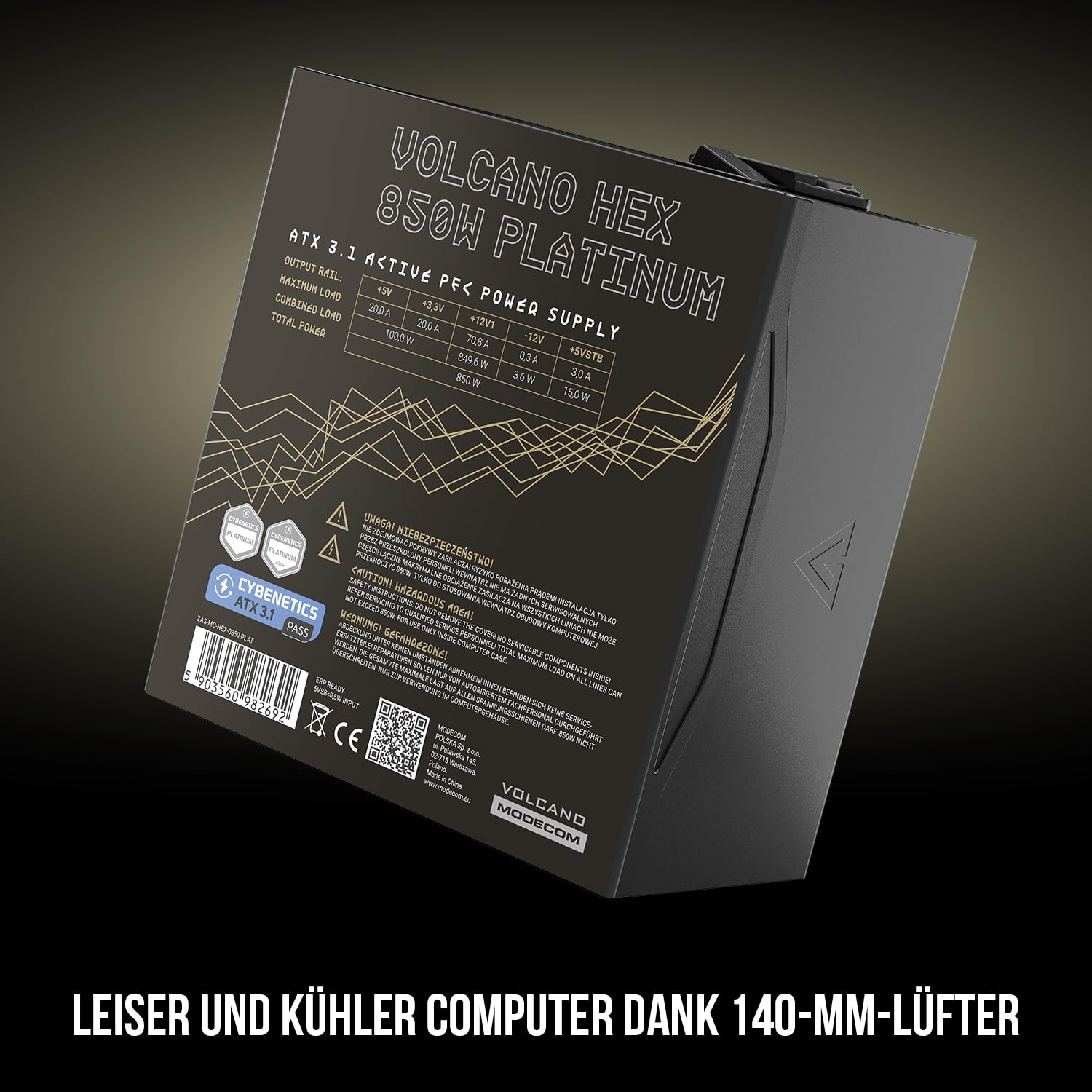 Modecom Volcano HEX 850W Platinum Netzteil vollmodular