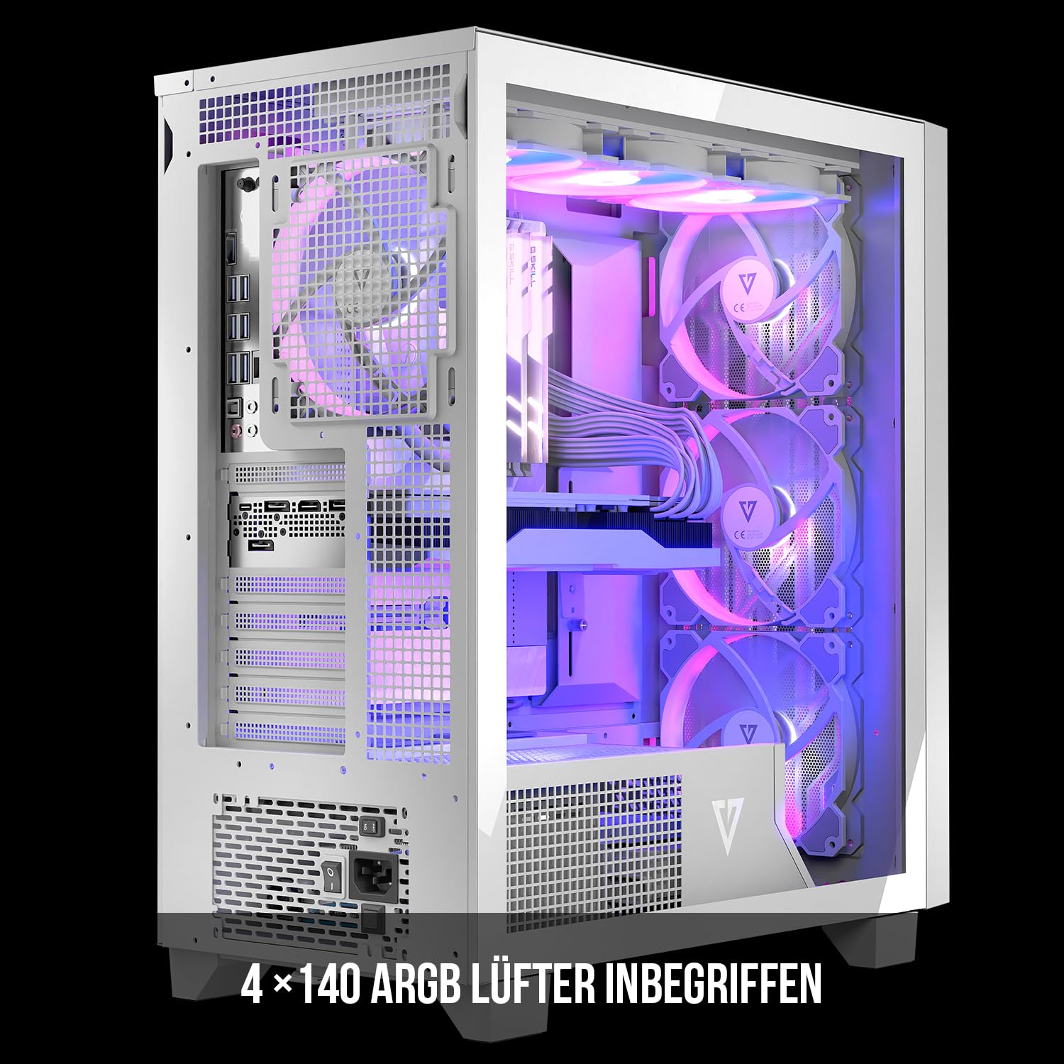Modecom Volcano Perun Apex ARGB PC-Gehäuse Weiß mit Lüfter