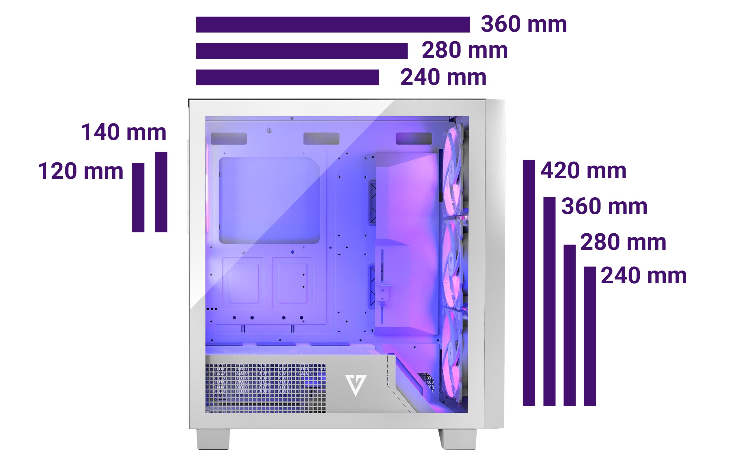 Modecom Volcano Perun Apex ARGB PC-Gehäuse Weiß mit Lüfter