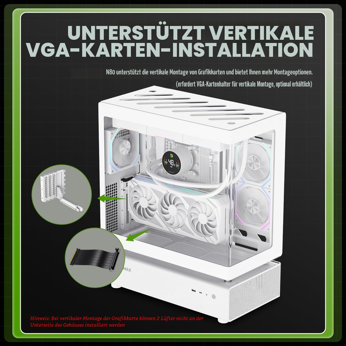 GAMEMAX N80 WH Midi Tower PC-Gehäuse weiß Panoramaglas