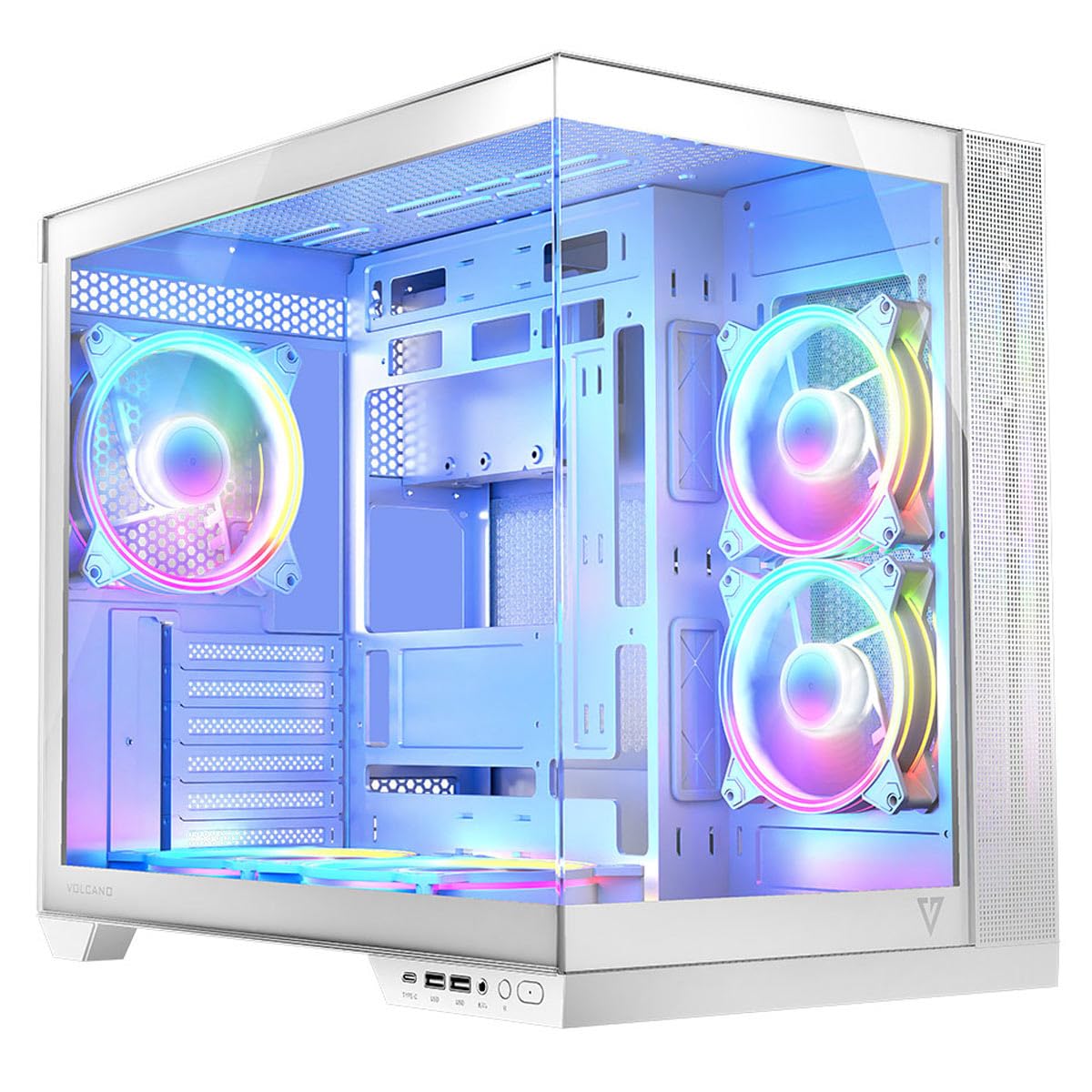 Modecom Volcano Panorama Apex ARGB 5F PC-Gehäuse Weiß Panorama Glas