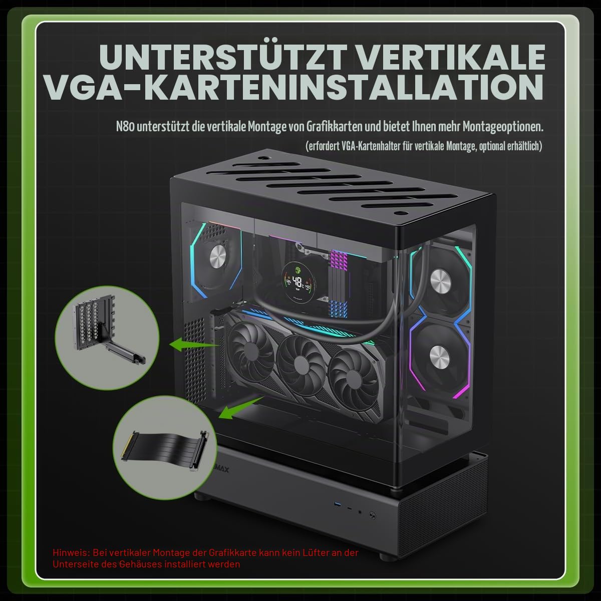 GAMEMAX N80 BK Midi Tower PC-Gehäuse schwarz Panoramaglas