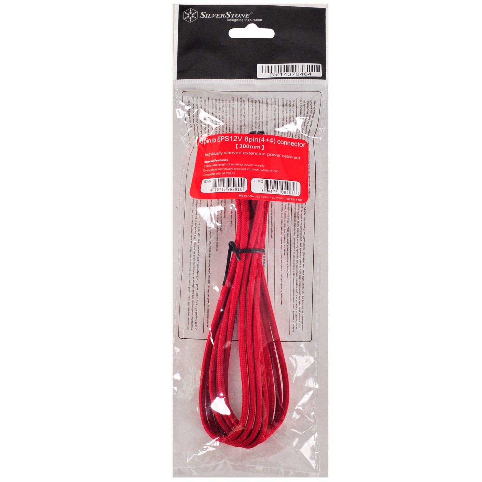SilverStone PP07-EPS8R EPS-Verlsngerungskabel 30cm Rot 8-Pin