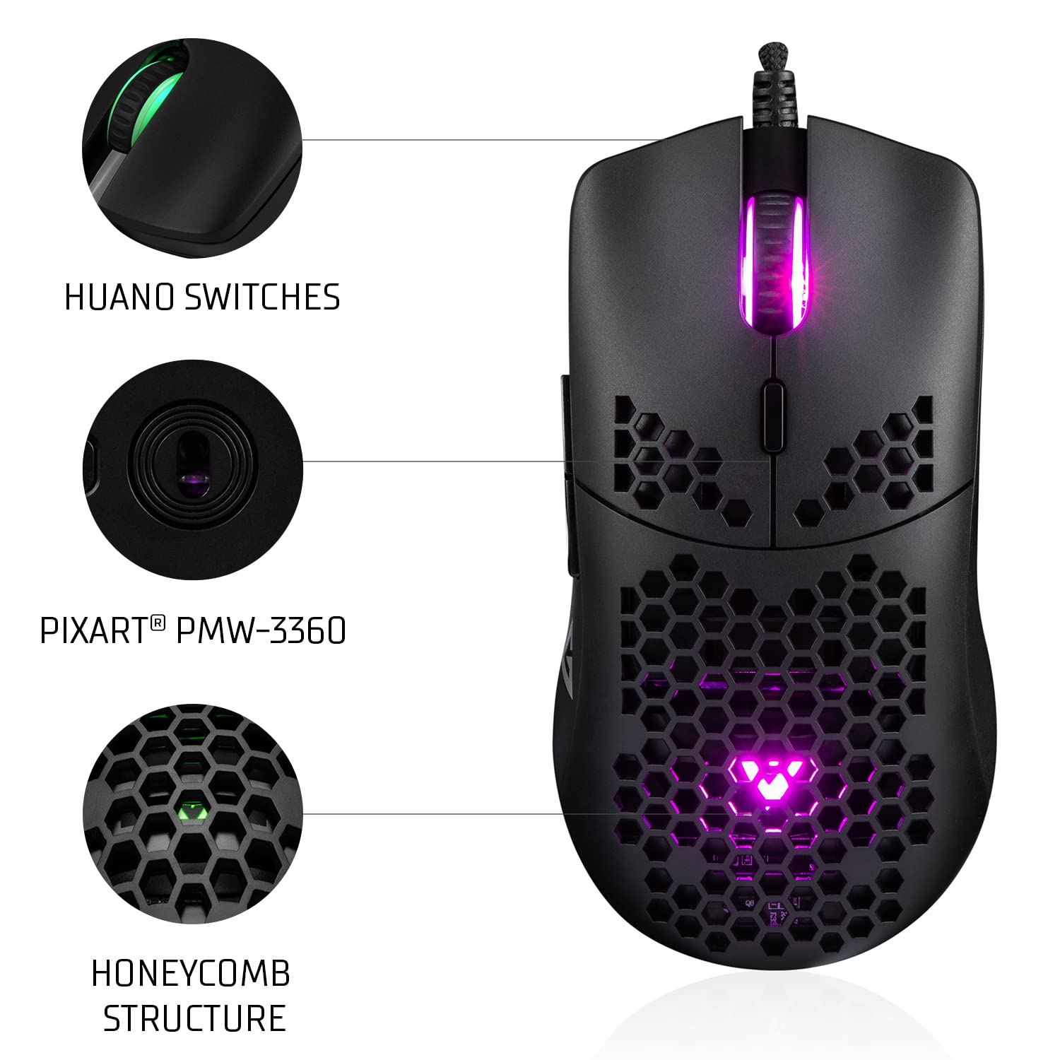 Modecom Volcano Shinobi 3360 Gaming-Maus 72 g schwarz