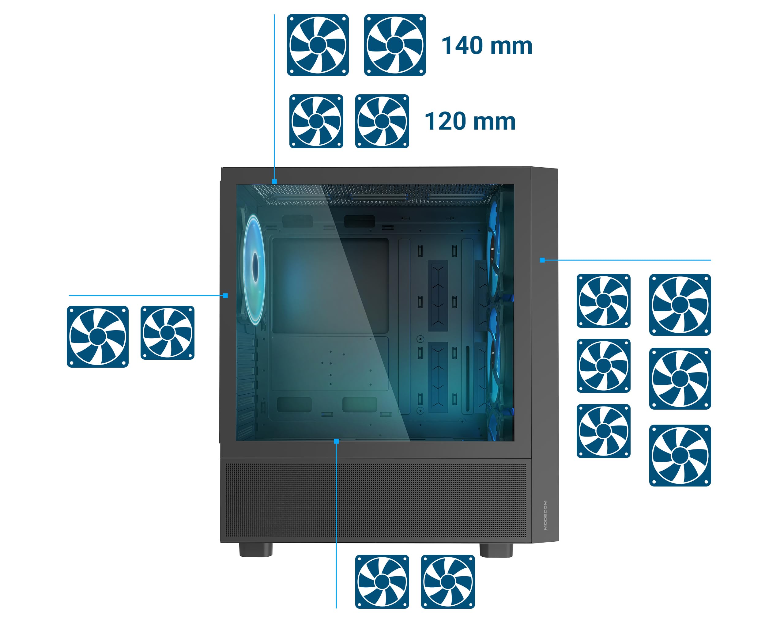 Modecom Breeze ARGB Flow Midi-Tower Gehäuse Schwarz