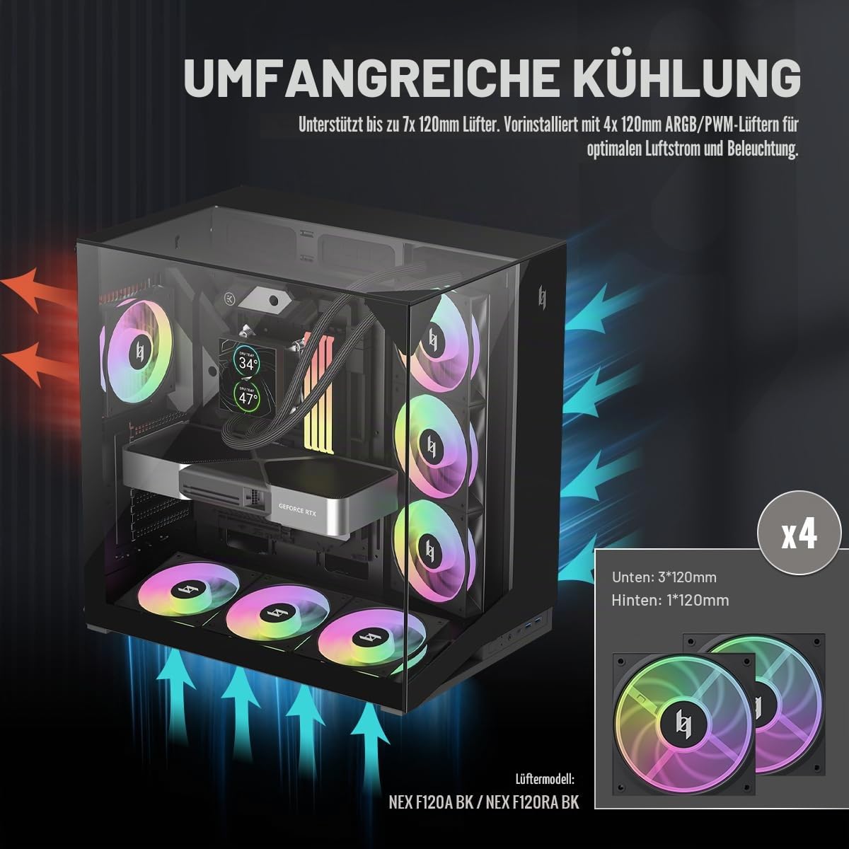 Gamemax NEX C56 VC ATX Gehäuse schwarz Panorama ARGB