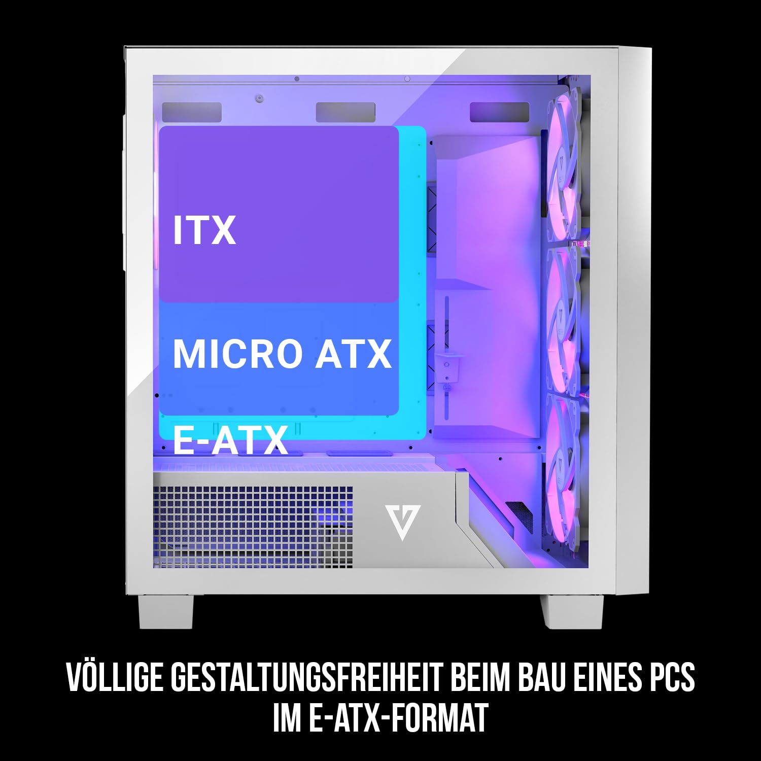 Modecom Volcano Perun Apex ARGB PC-Gehäuse Weiß mit Lüfter