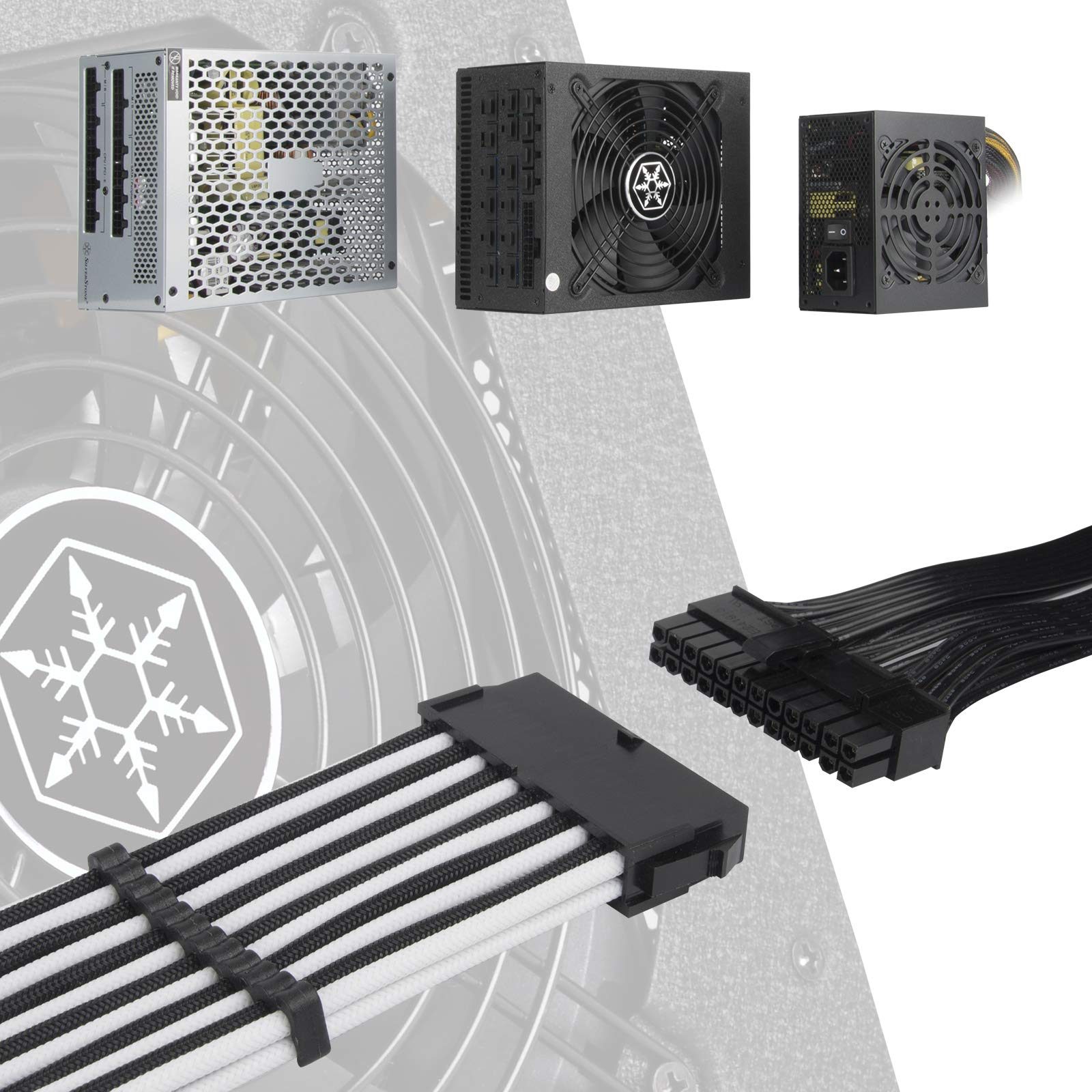 SilverStone PP07E-MBBW Kabelset Verlängerung schwarz-weiß