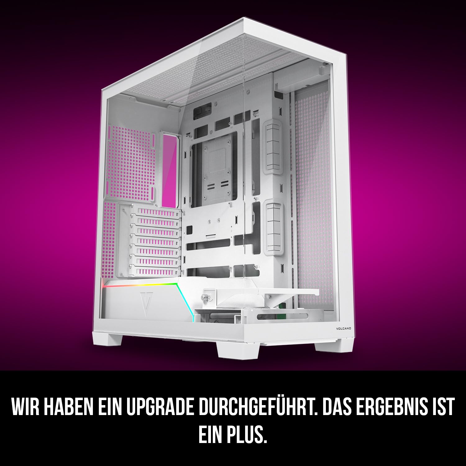 Modecom Volcano Stellar Midi-Tower Gehäuse Weiß Glas ohne Lüfter