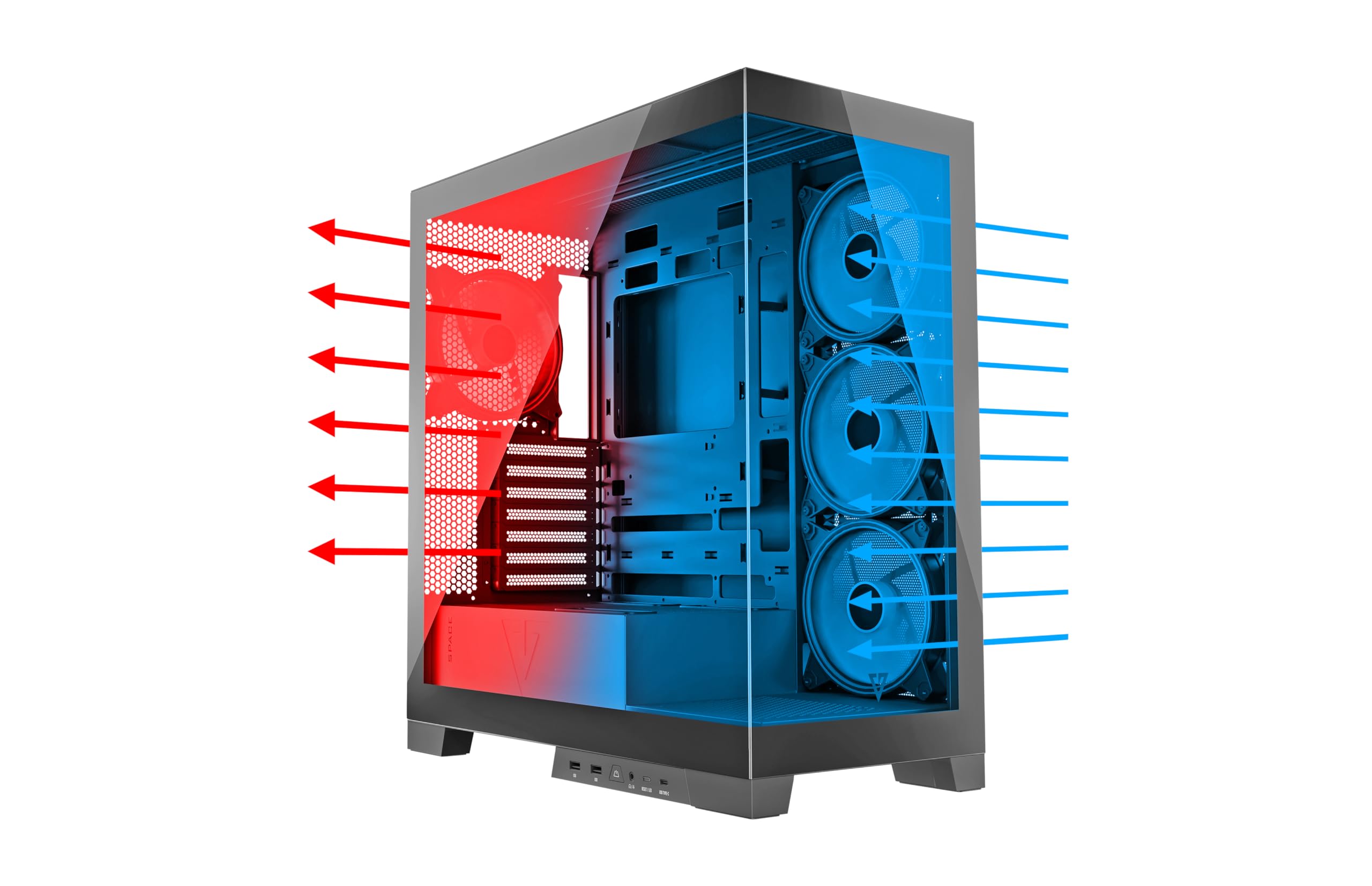 Modecom Volcano Space APEX ARGB PC-Gehäuse Schwarz Glas