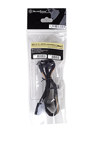 SilverStone PP07 Netzteilkabel Molex-4x SATA schwarz-gold