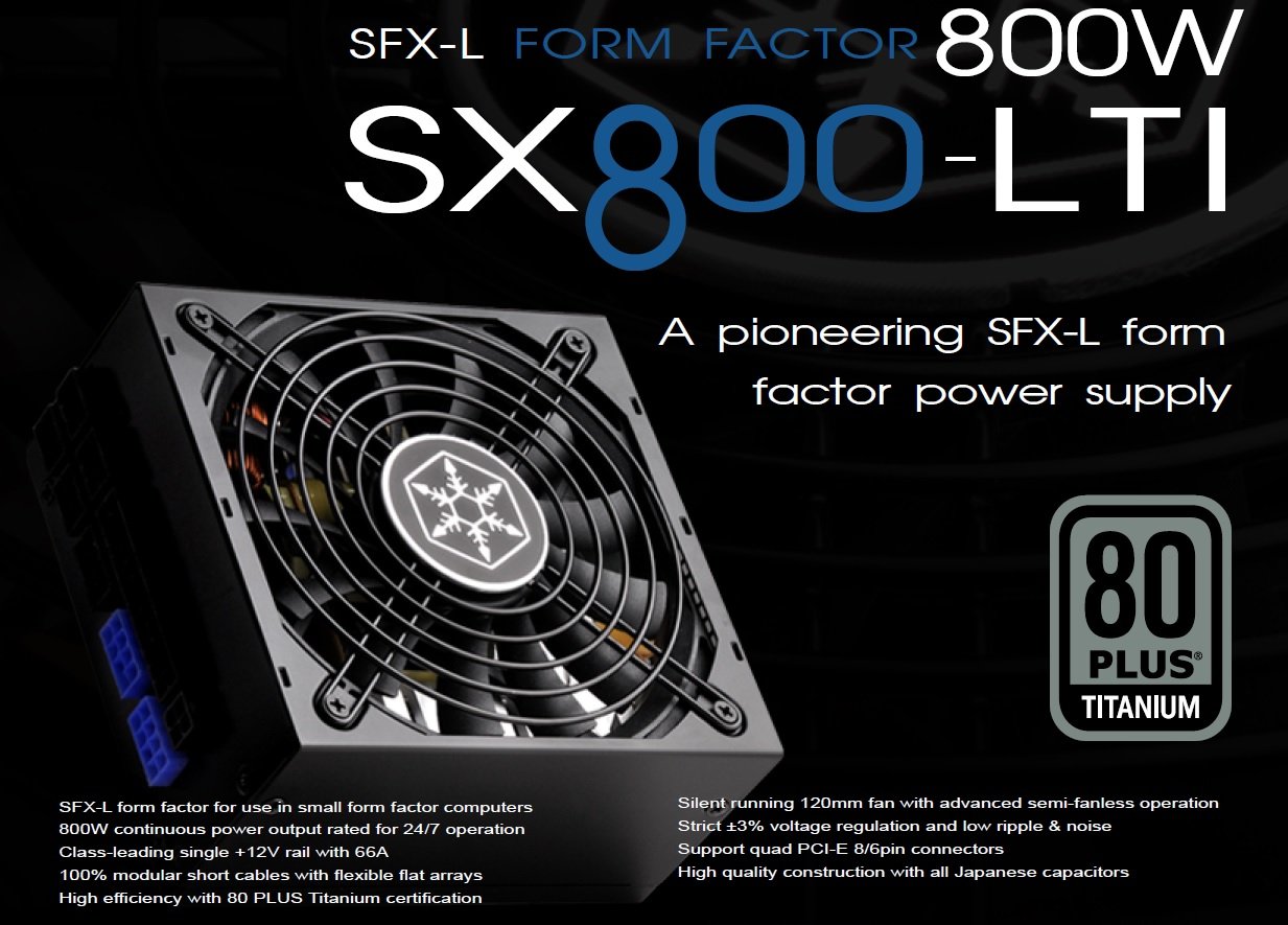 SilverStone SFX SX800-LTI 800-W-Netzteil SFX-L Titanium