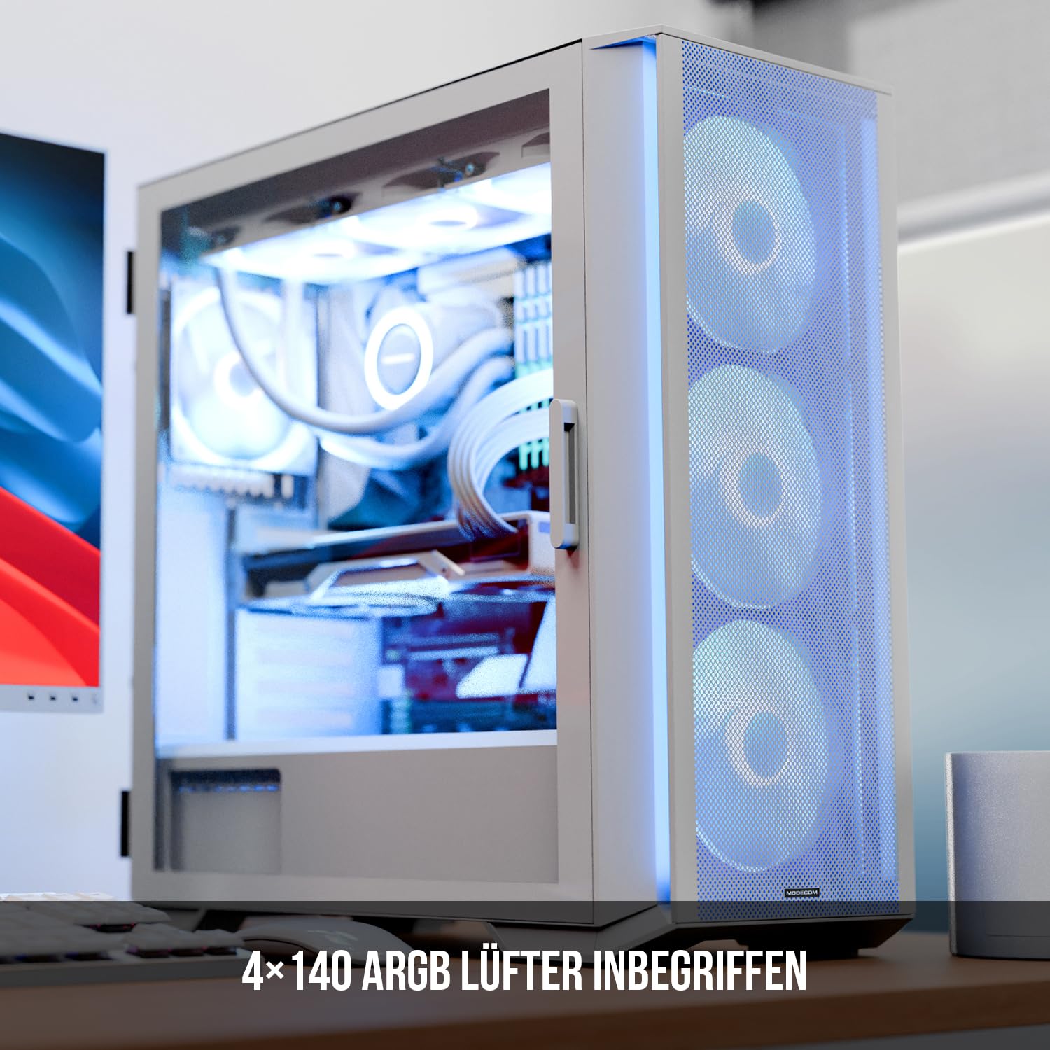 Modecom Horizon ARGB Flow E-ATX Gehäuse Weiß Midi
