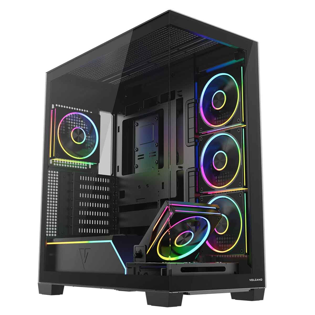 Modecom Volcano Stellar Plus ARGB PC-Gehu00e4use schwarz 5 Lu00fcfter