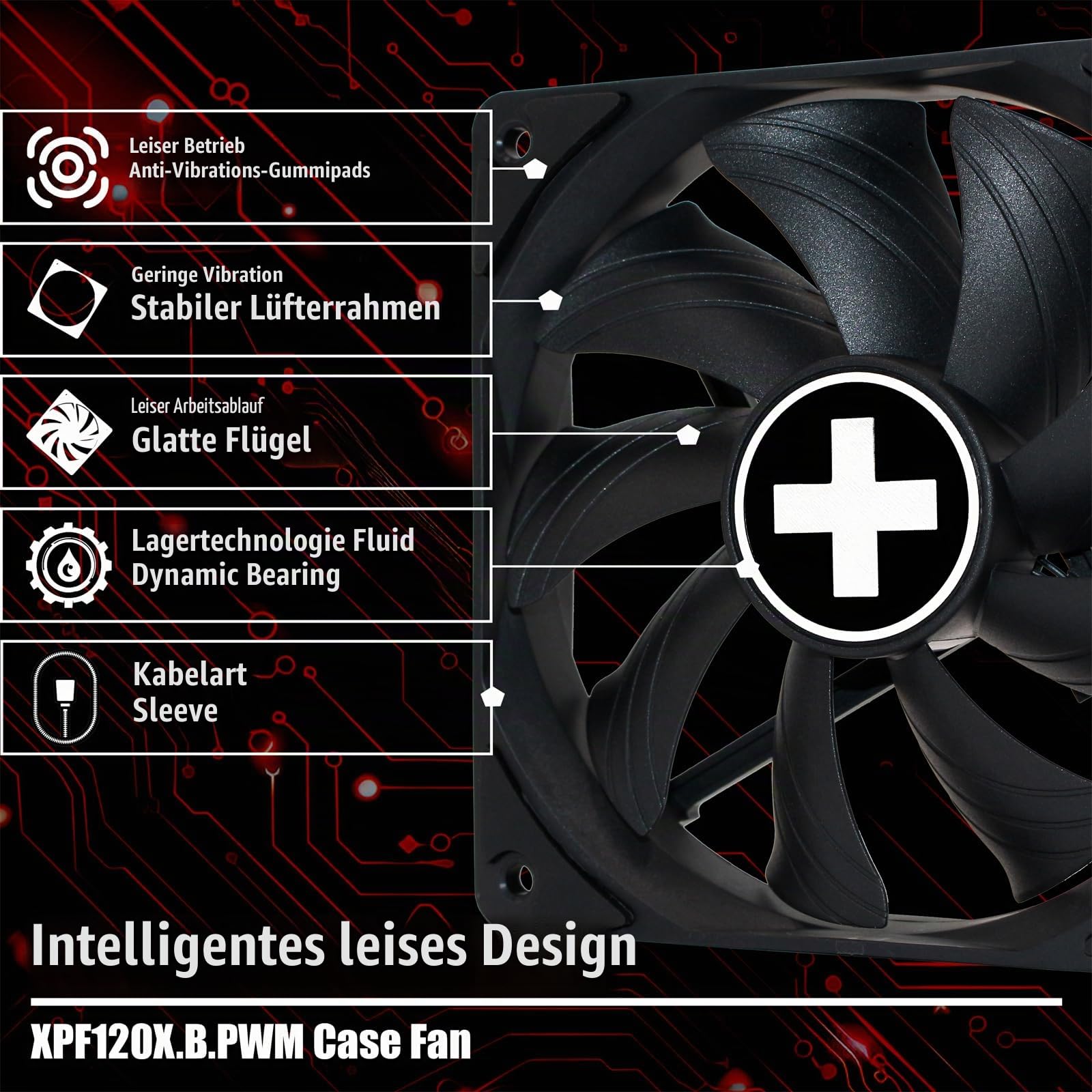 Xilence XPF120X.B.PWM 120mm Gehäuselüfter FDB 4-Pin