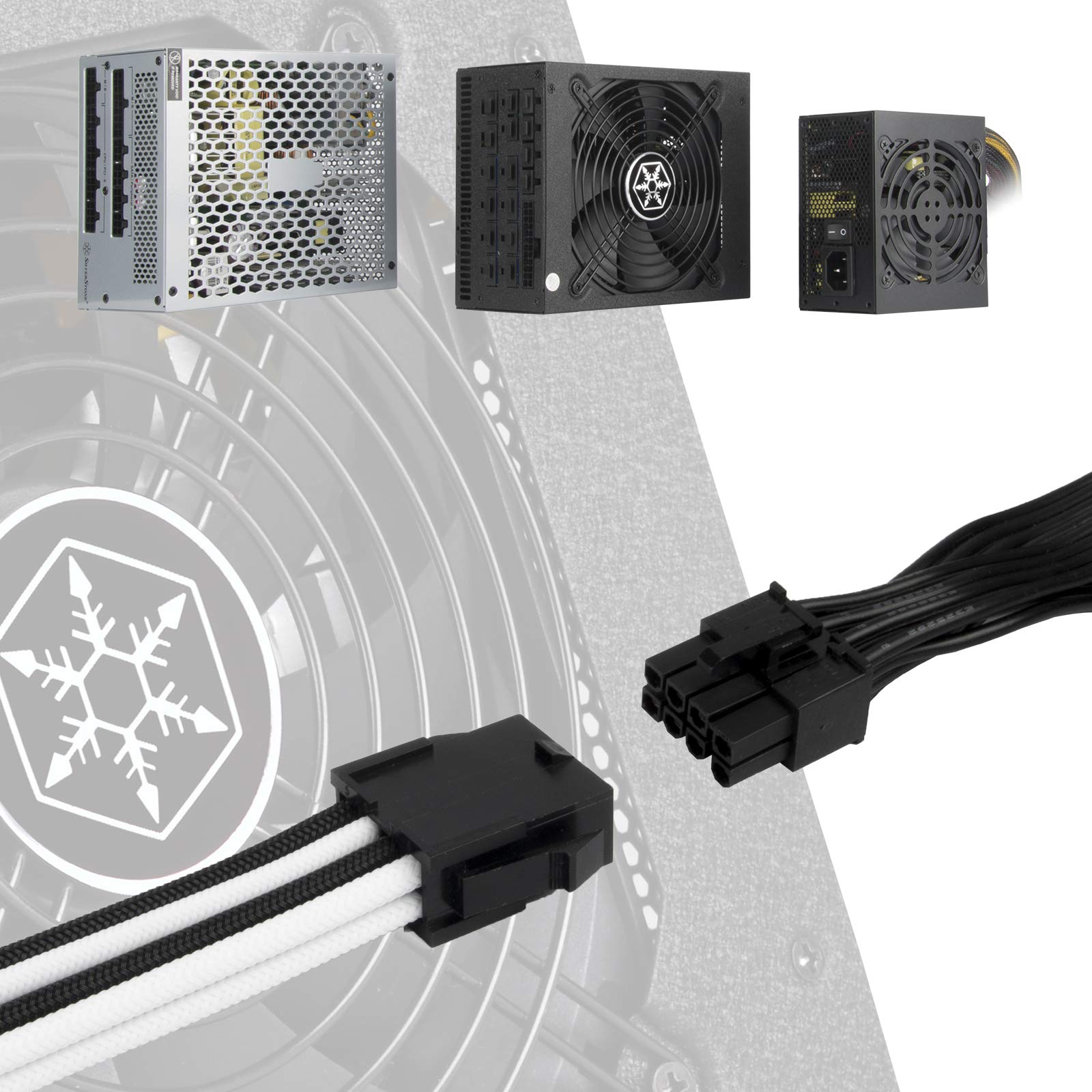 SilverStone Essential PP07E-PCIBW PCIe Kabel 8-Pin Schwarz-Weiß 300mm