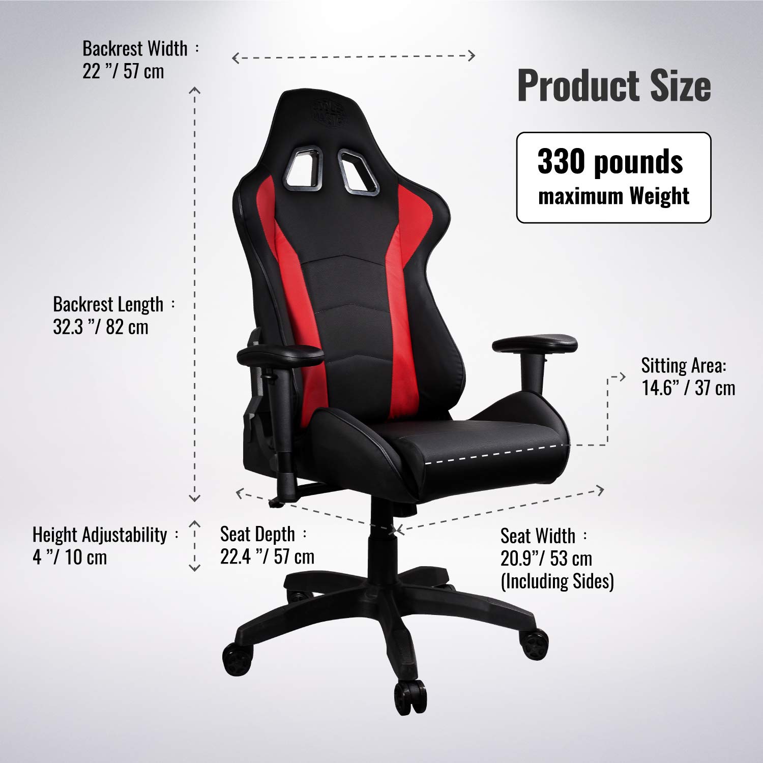 Cooler Master Caliber R1 Gaming-Stuhl Rot PU-Leder ergonomisch