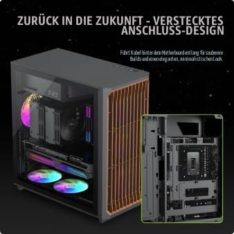 GAMEMAX F45 Midi Tower Gehäuse ARGB Holz Schwarz