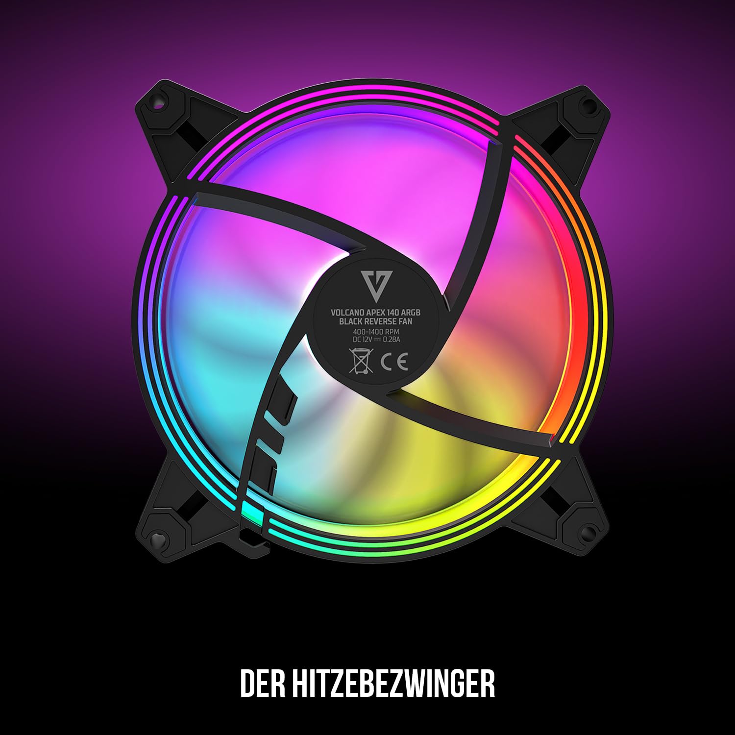 Modecom Volcano Apex Reverse 140mm Gehäuselüfter schwarz ARGB