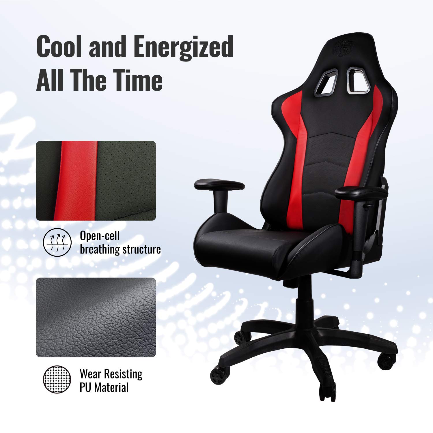 Cooler Master Caliber R1 Gaming-Stuhl Rot PU-Leder ergonomisch