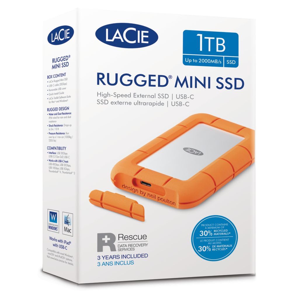 LaCie Rugged Mini STMF1000400 externe SSD 1TB 2000 MB/s