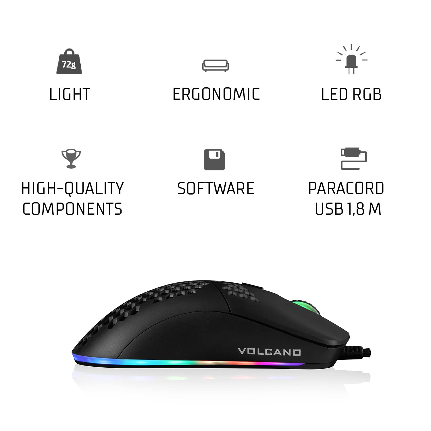 Modecom Volcano Shinobi 3360 Gaming-Maus 72 g schwarz