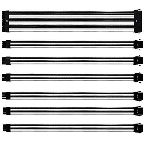 Cooler Master PVC Netzteil-Verlängerungskabel 30cm schwarz-weiß
