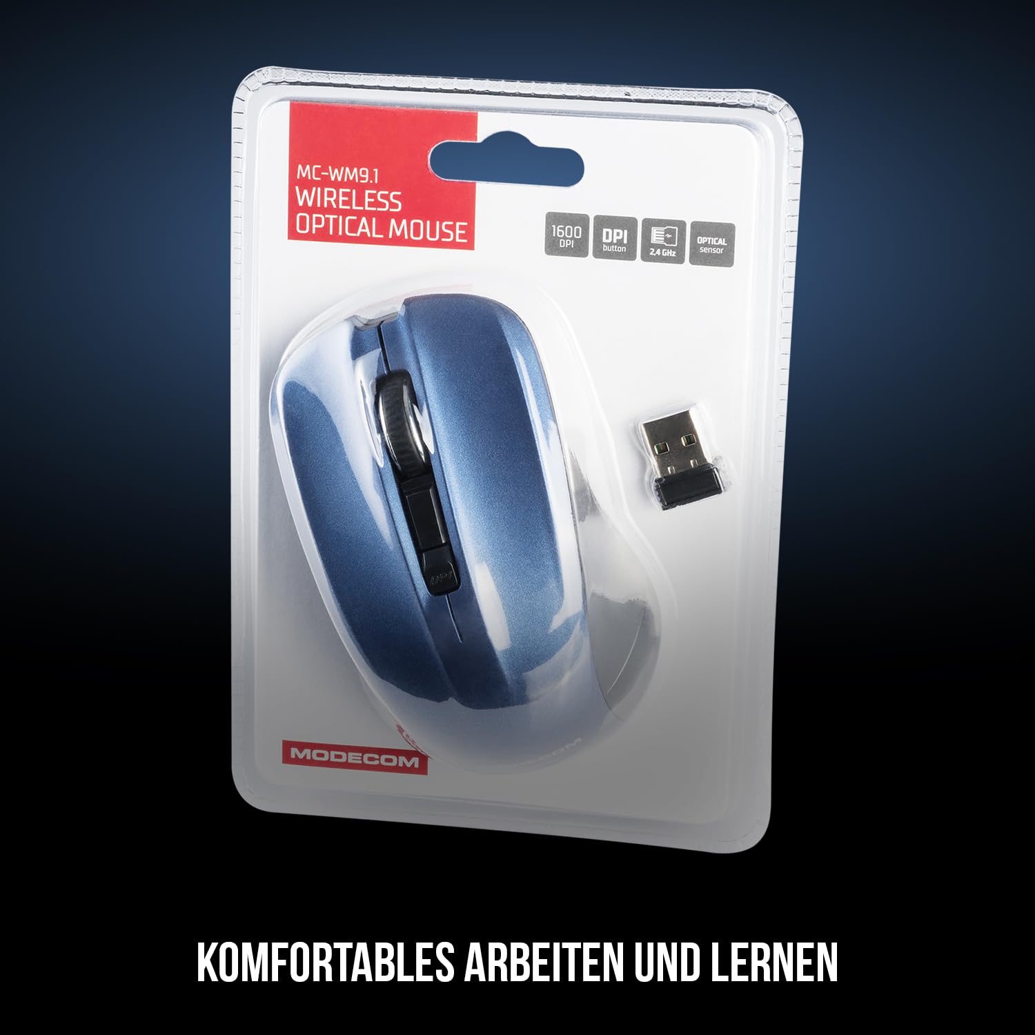 Modecom Mice WM9.1 Funkmaus schwarz-blau 1200 DPI