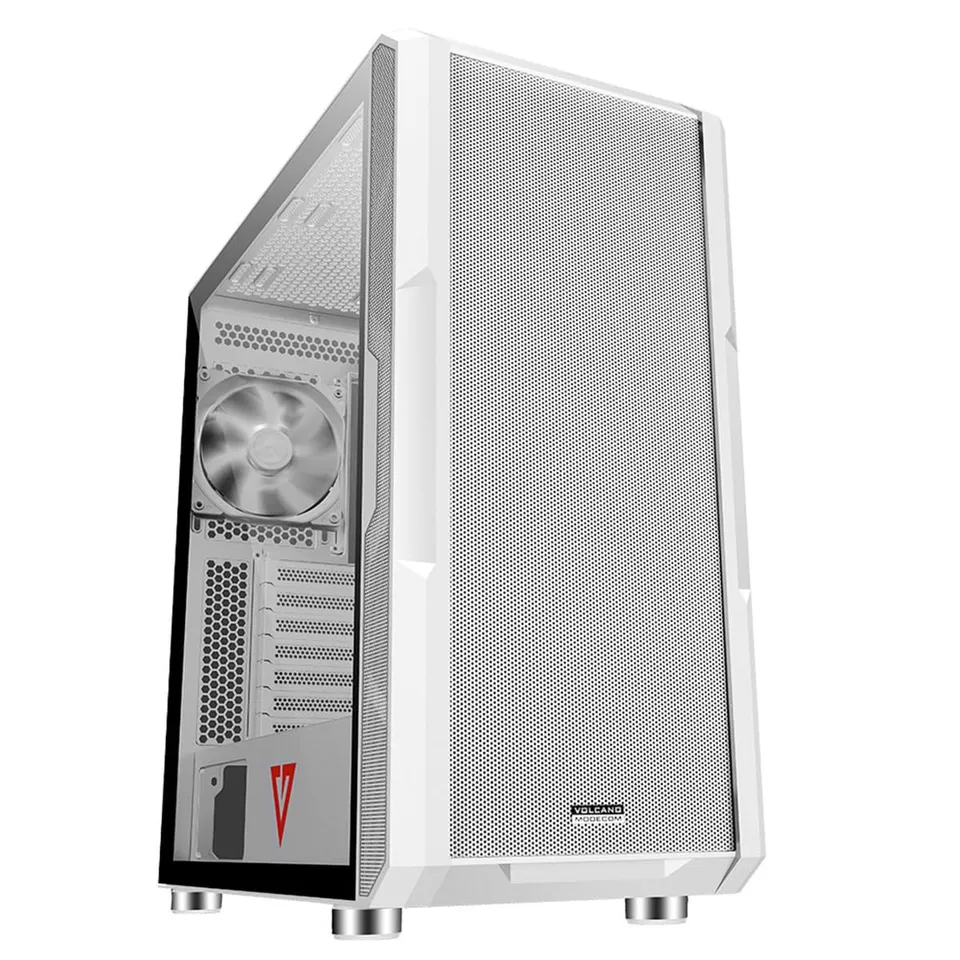 Modecom Volcano Amirani Midi-Tower Gehäuse weiß 4 Lüfter Glas
