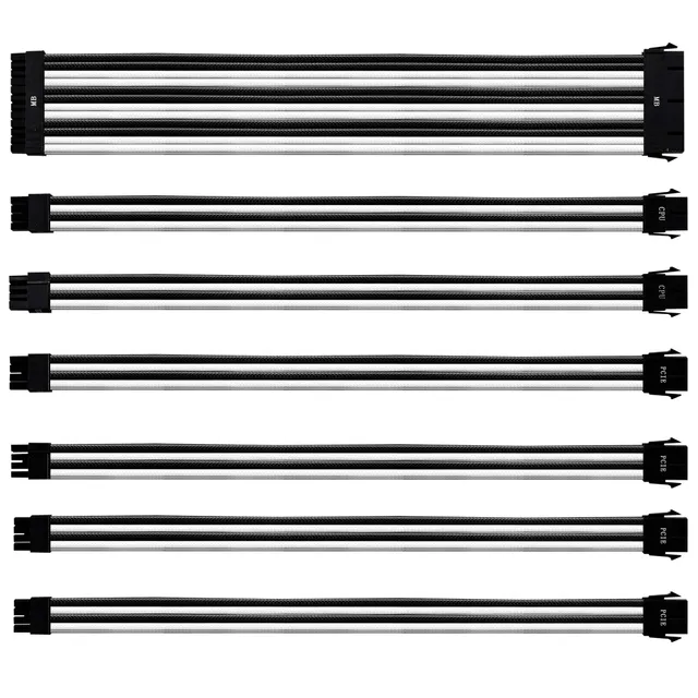 Cooler Master PVC Netzteil-Verlängerungskabel 30cm schwarz-weiß