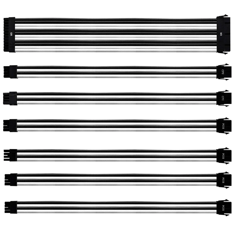 Cooler Master PVC Netzteil-Verlängerungskabel 30cm schwarz-weiß