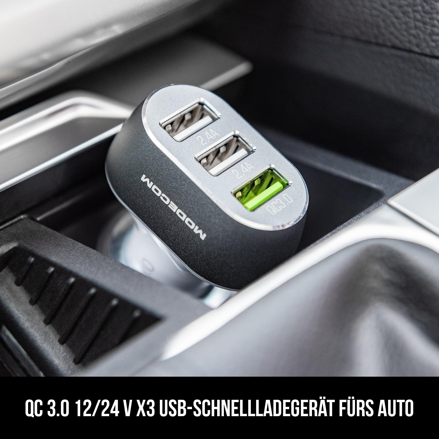 Modecom CU3 QC 3.0 Kfz-Ladegerät schwarz 3-Port Schnelllader
