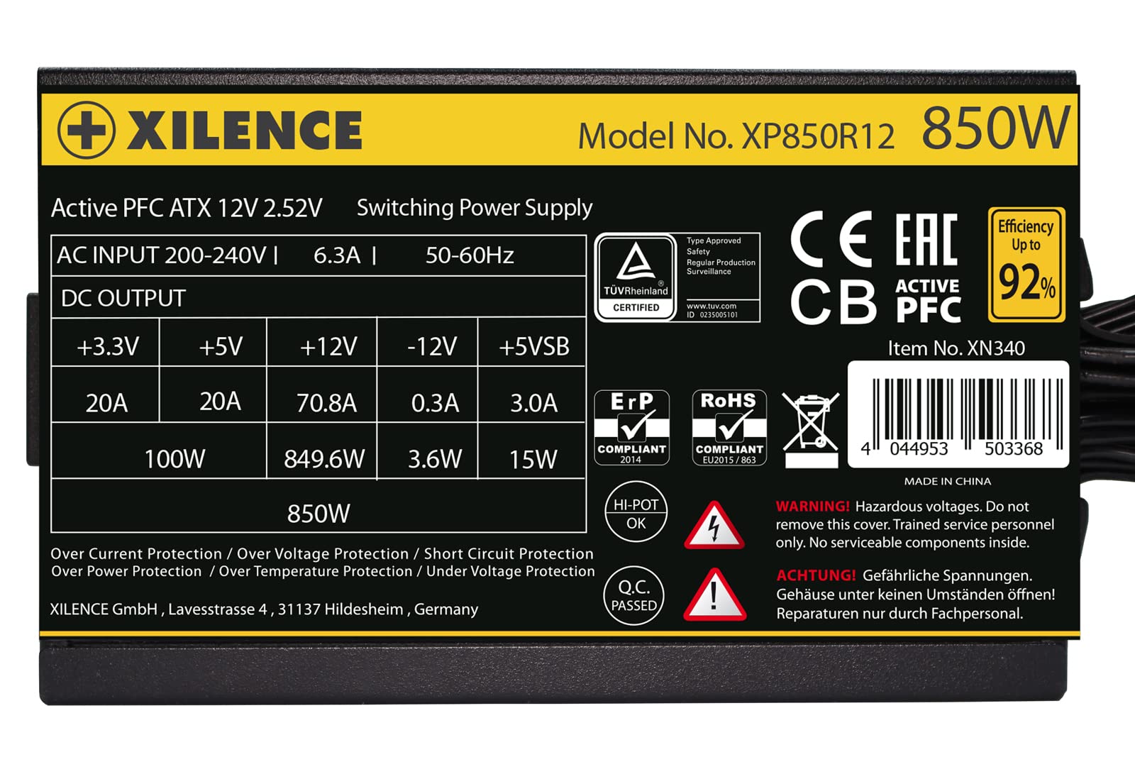 Xilence Performance X XP850R12 850W Netzteil ATX 80+ Gold schwarz