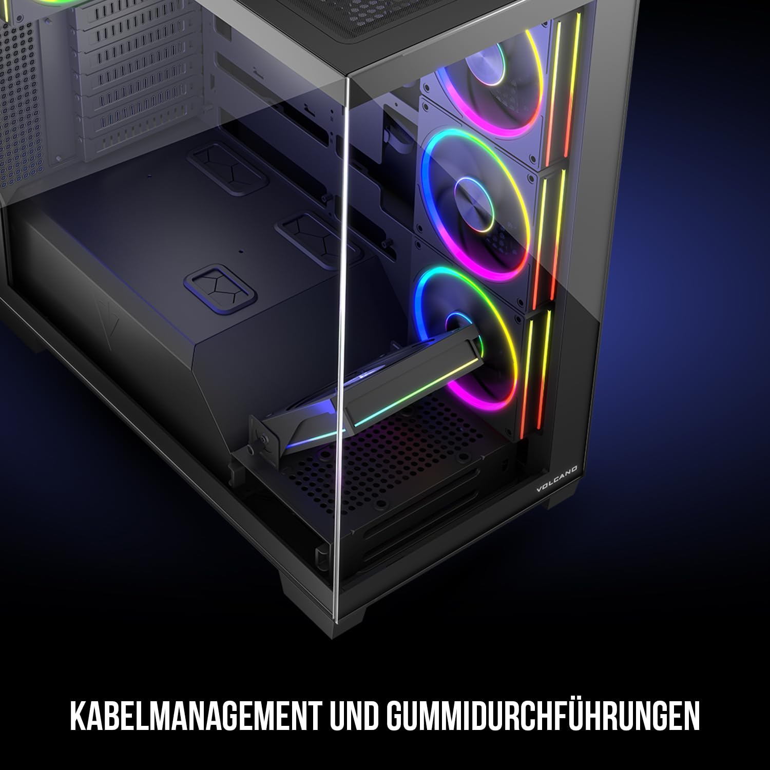 Modecom Volcano Stellar ARGB 5F Midi-Tower Gehäuse Schwarz Glas