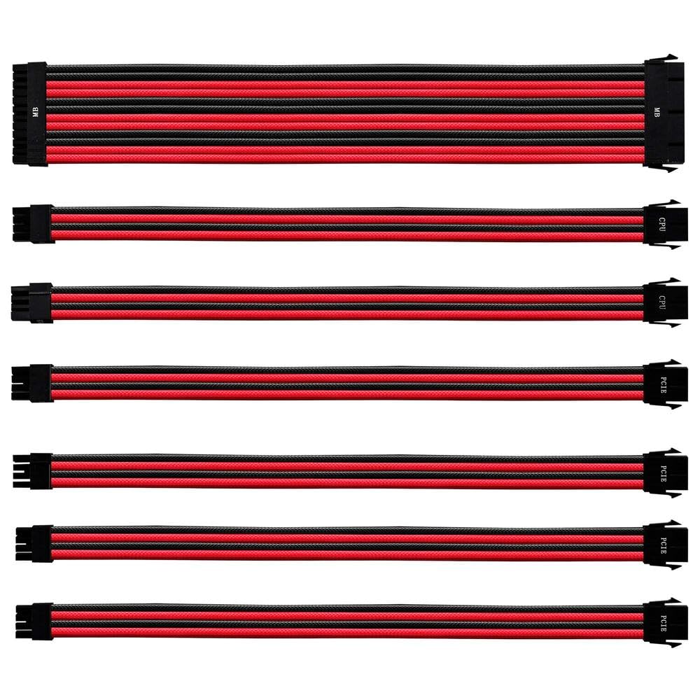 Cooler Master PVC Netzteil-Verlängerungskabel 30cm schwarz-rot
