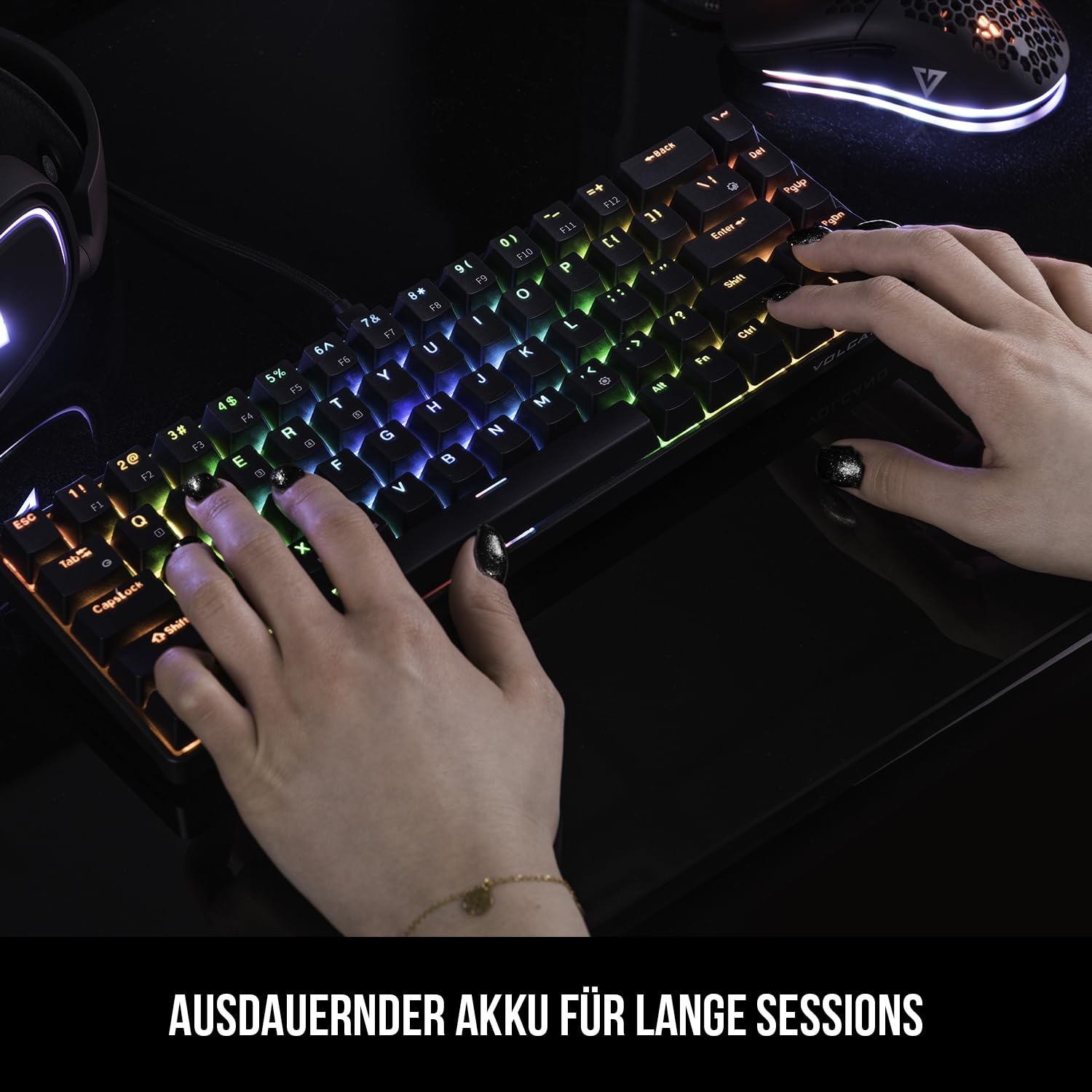 Modecom Volcano Lanparty RGB BT Tastatur 65% Gateron Yellow