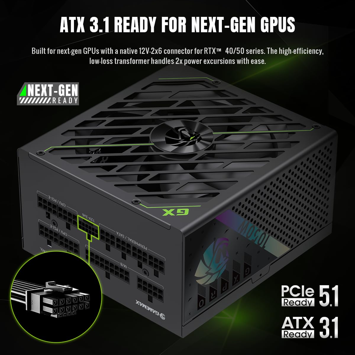 GAMEMAX GX 1050G PRO Netzteil 1050W Gold vollmodular schwarz