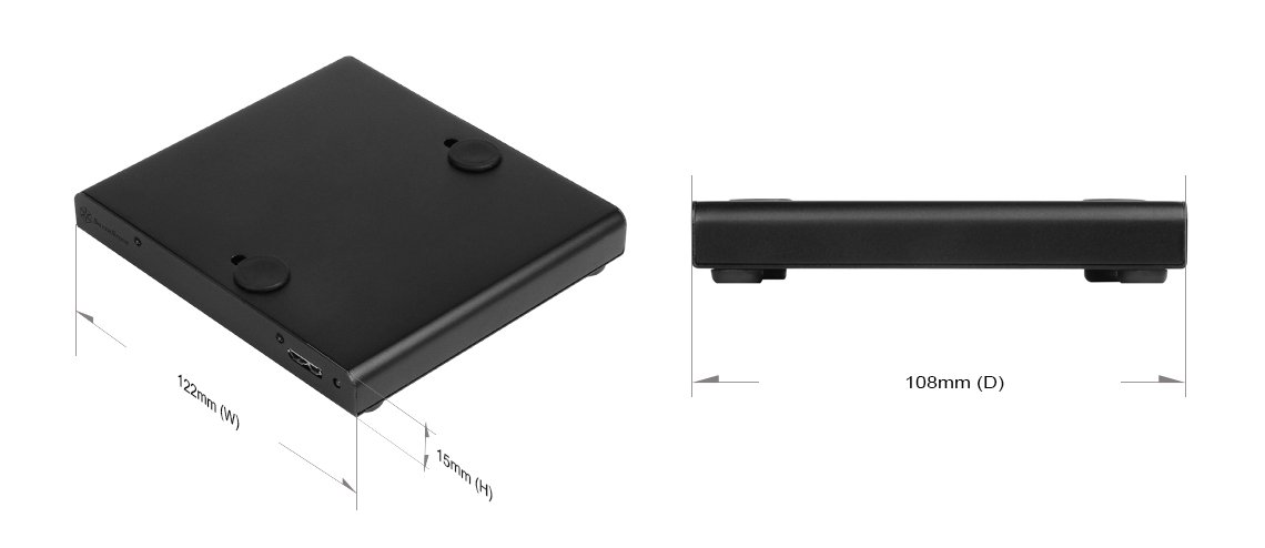 SilverStone SST-PTS01B Festplatten-Gehäuse 2,5 Zoll USB 3.0 schwarz