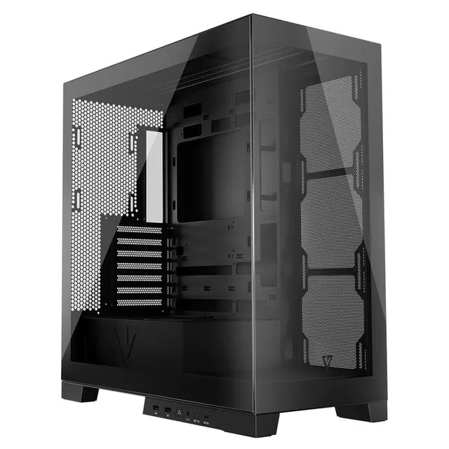 Modecom Volcano Space Midi Tower PC-Gehäuse Schwarz Glas